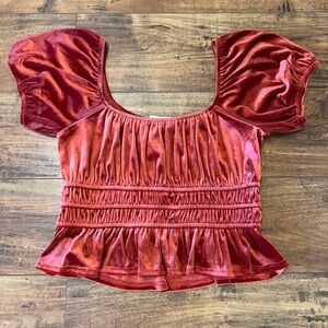 ALTAR’D STATE Rust Velvet Crop Top Size Medium EUC